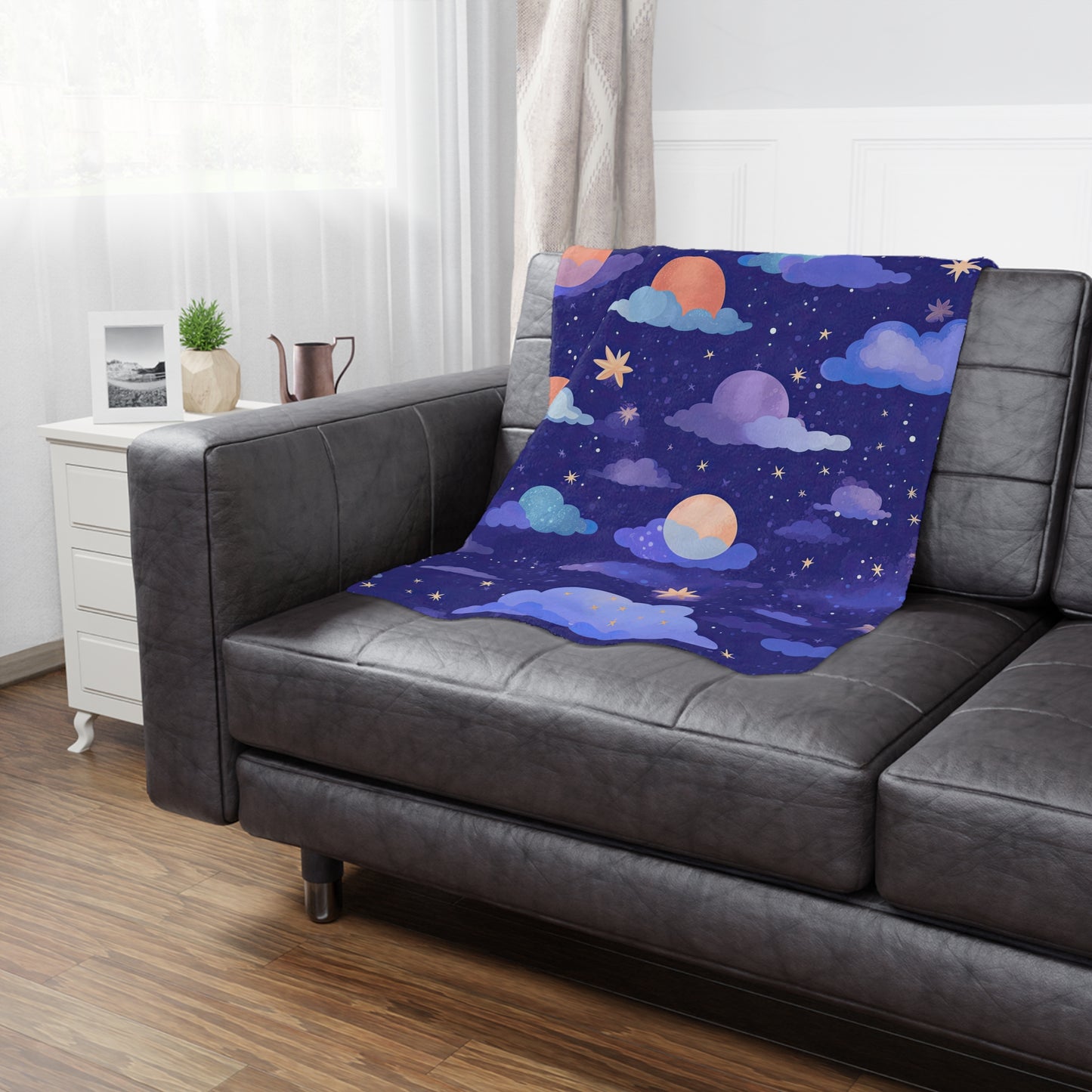 Copy of Copy of Moons Stars . Cozy Artistic Microfiber Blanket.