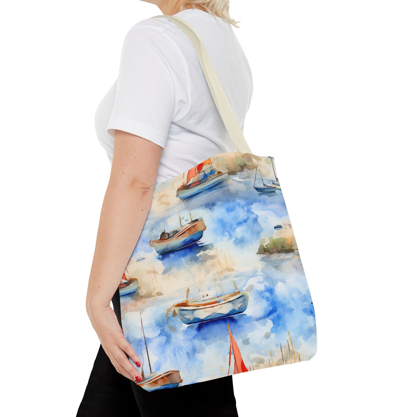 Boats On Watercolor. Tote Bag for Everyday Use
