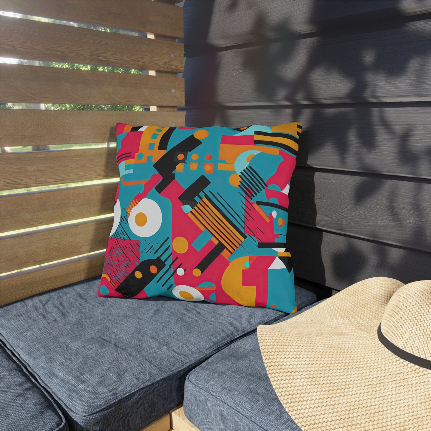 Technicolor Dreamscape. Futuristic Nostalgia Outdoor Pillows