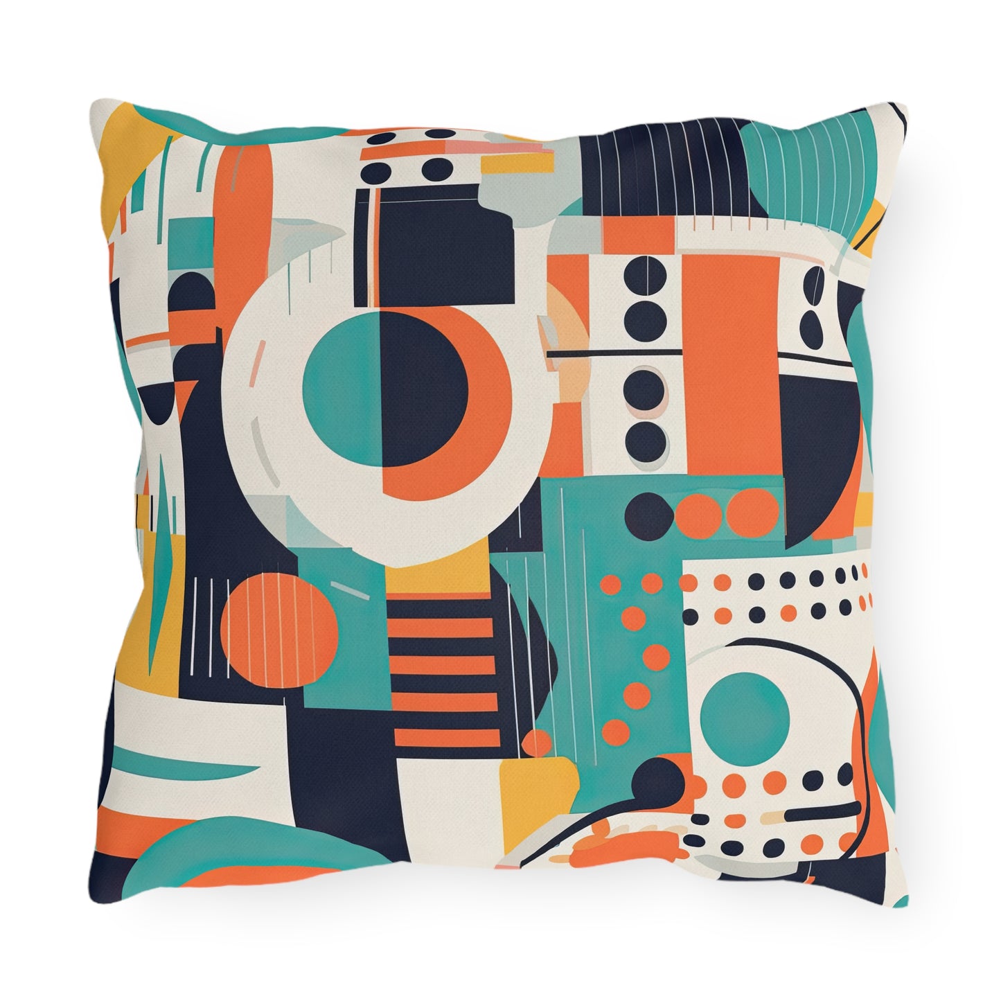 Echoes of the Analog Future. Artistic Retro-FuturisticOutdoor Pillows
