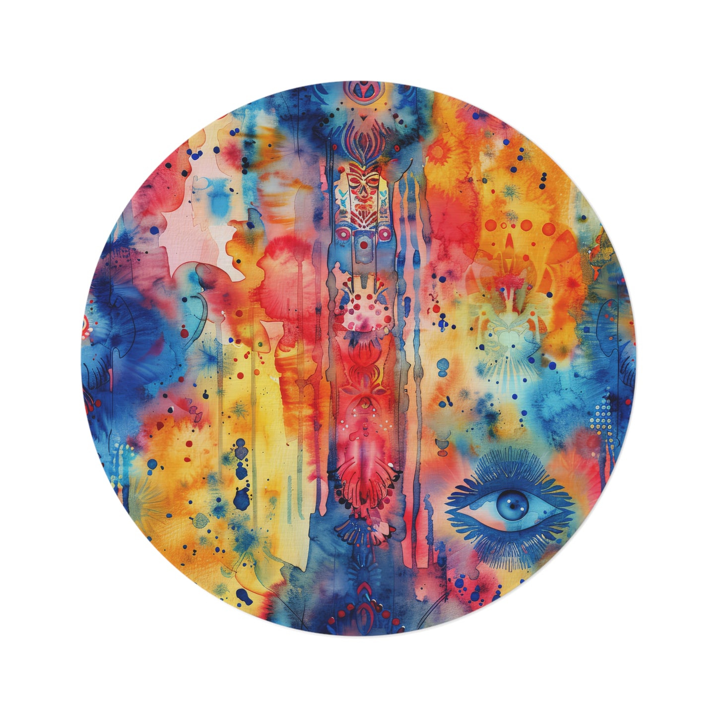 Briliant Bliss. Bohemian Colorful Round Rug - Vibrant Eye Design for Home Décor