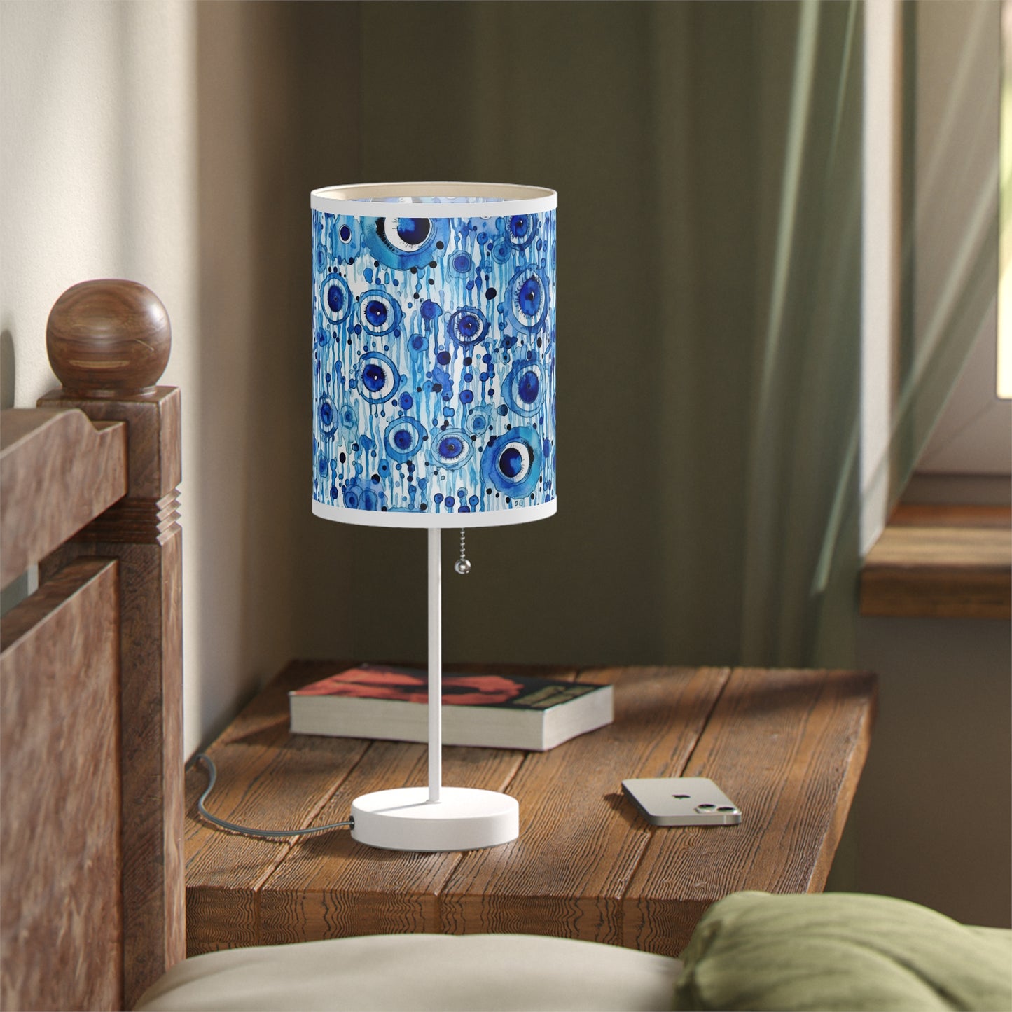 Eclipsed Perception. Evil Eye Lampshade – Light Your Room with Artistic Meaning. Lamp on a Stand,