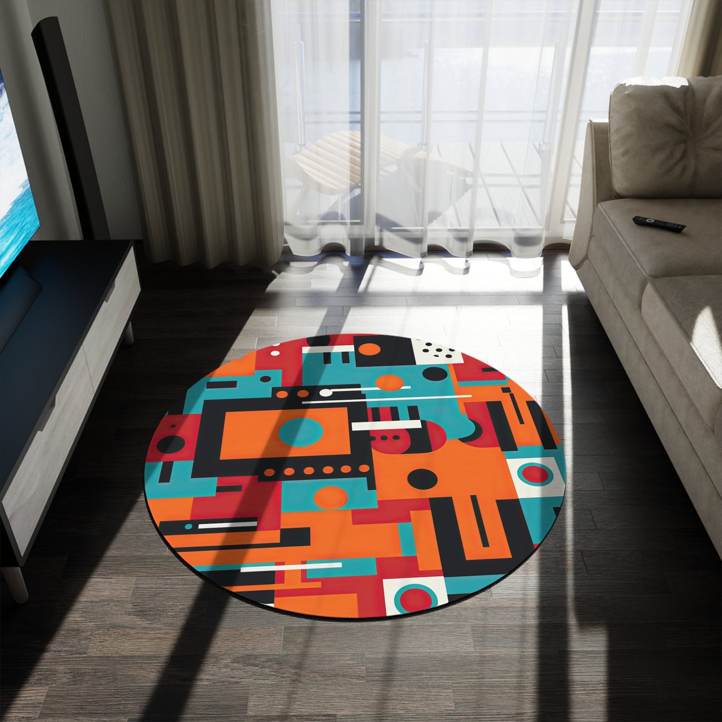 Quantum Reverie. Retro Avant-Garde Round Rug