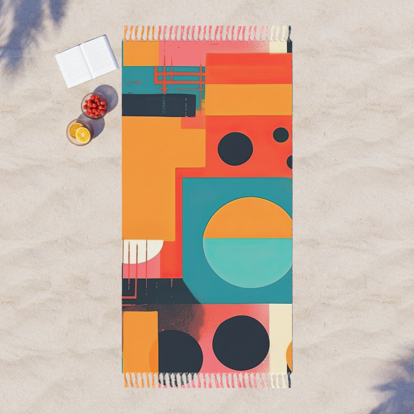 Neon Echoes. Retro Futuristic Boho Beach Cloth.