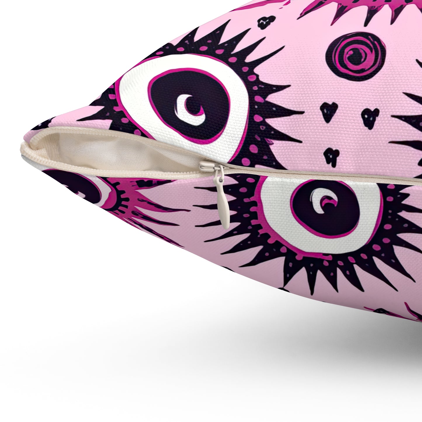 Evil Pink Eye. Spun Polyester Square Pillow