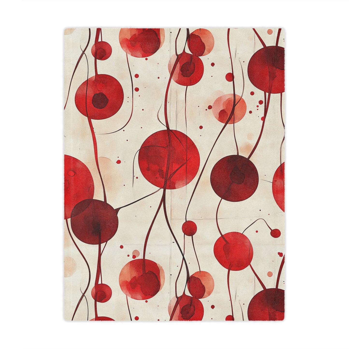 Vintage Cherry. Cozy Artistic Microfiber Blanket -