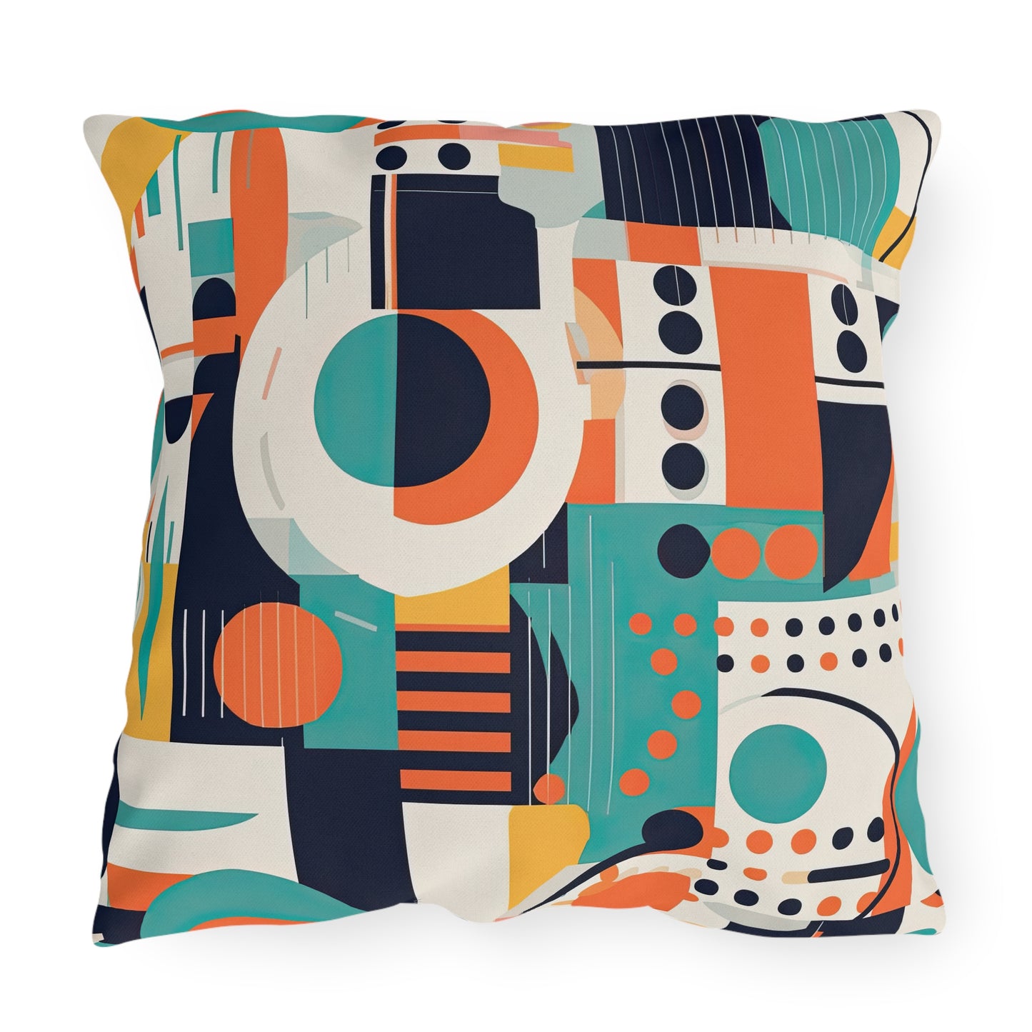 Echoes of the Analog Future. Artistic Retro-FuturisticOutdoor Pillows