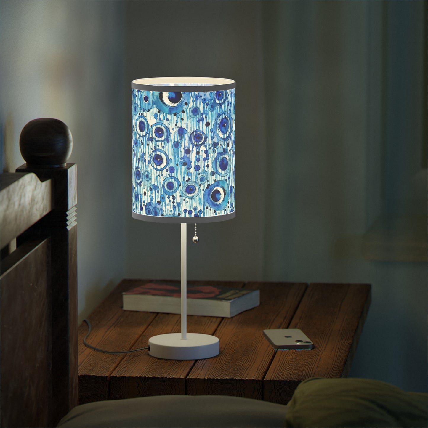 Eclipsed Perception. Evil Eye Lampshade – Light Your Room with Artistic Meaning. Lamp on a Stand,