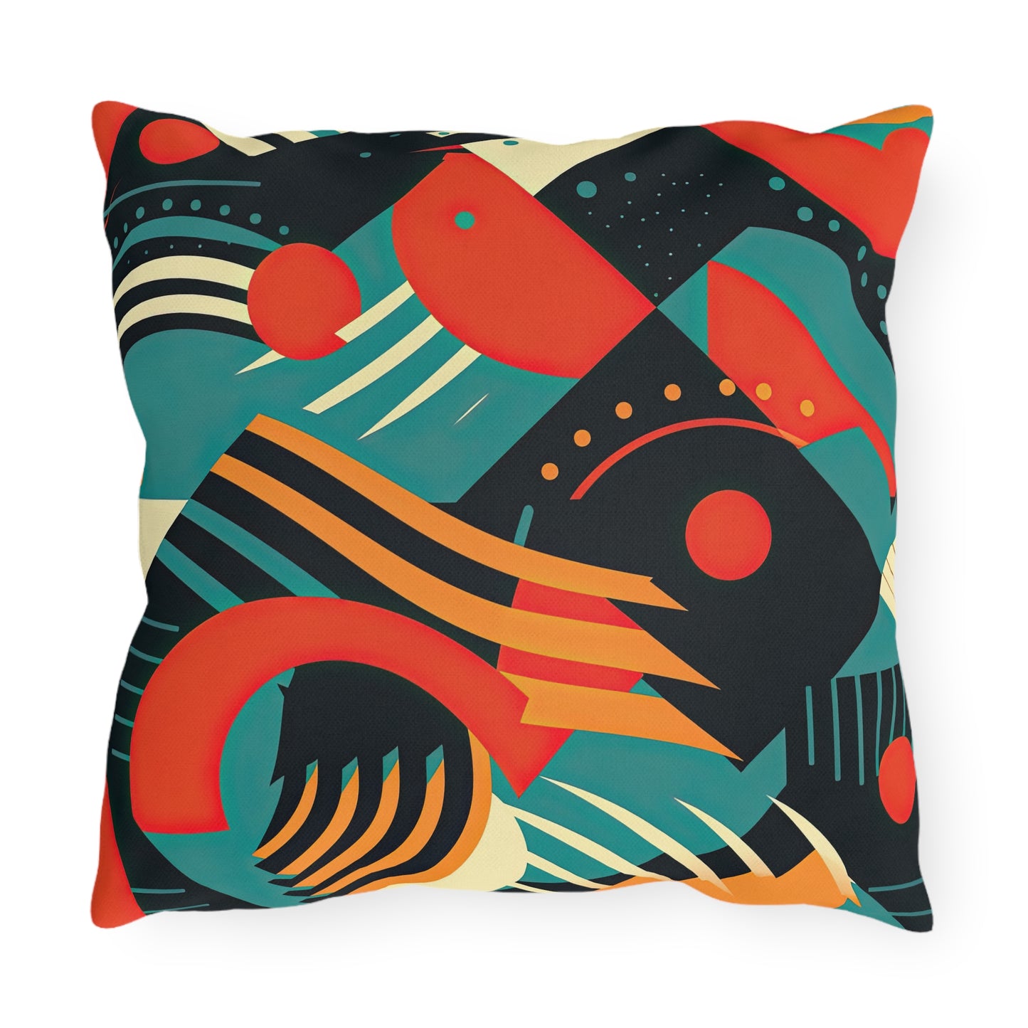 Timeless Techscape. Futuristic Nostalgia Outdoor Pillows