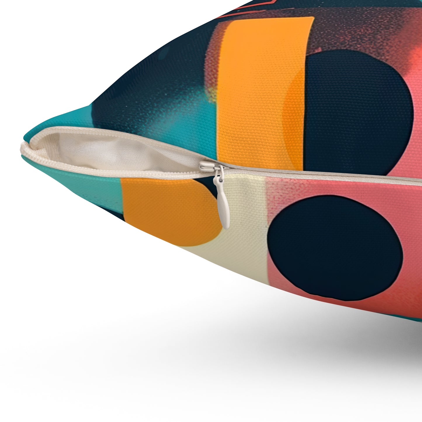 Neon Echoes . Futuristic Nostalgia Spun Polyester Square Pillow