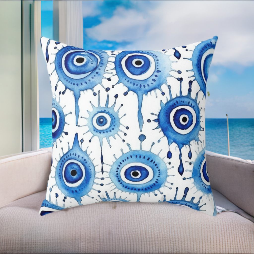 Evil Eye Cry. Spun Polyester Square Pillow