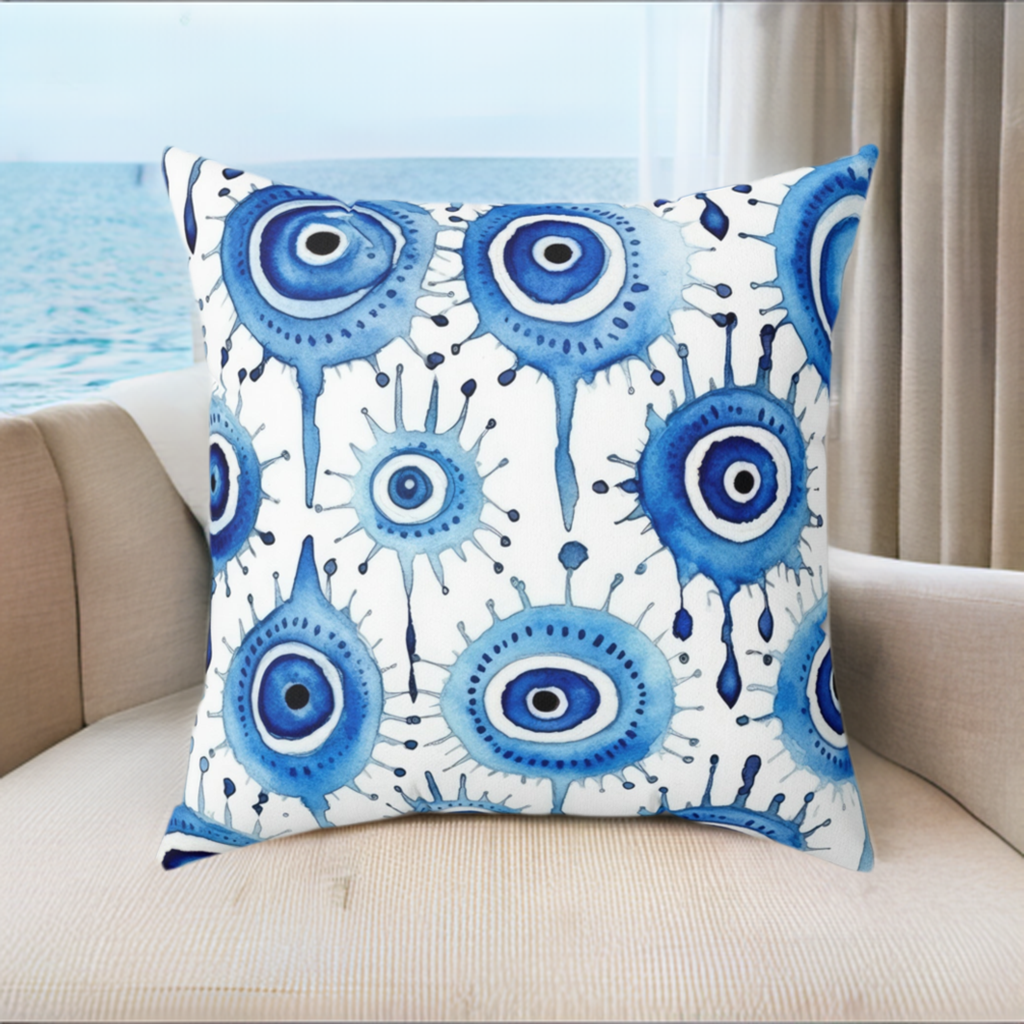 Evil Eye Cry. Spun Polyester Square Pillow
