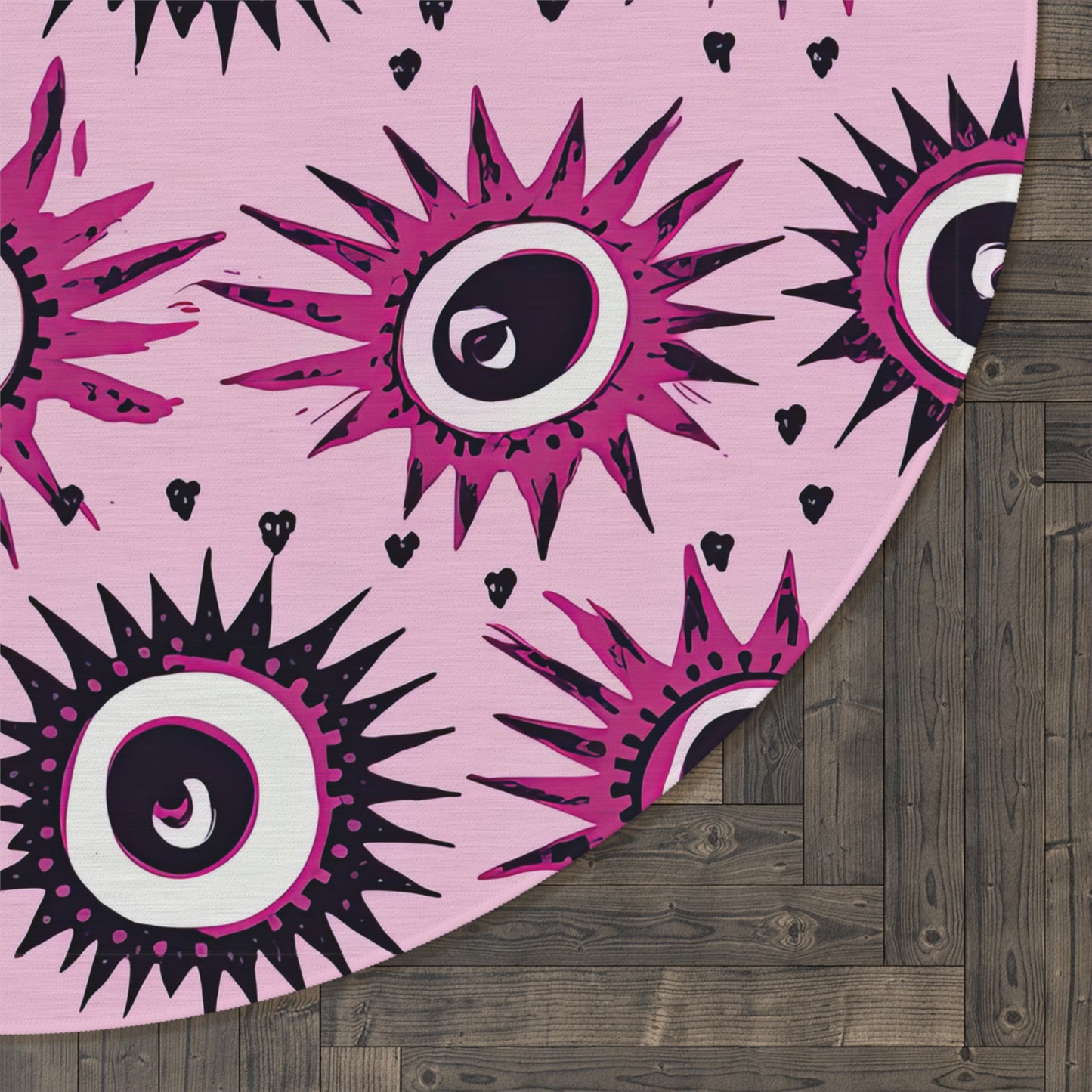 Evil Pink Eye. Round Rug