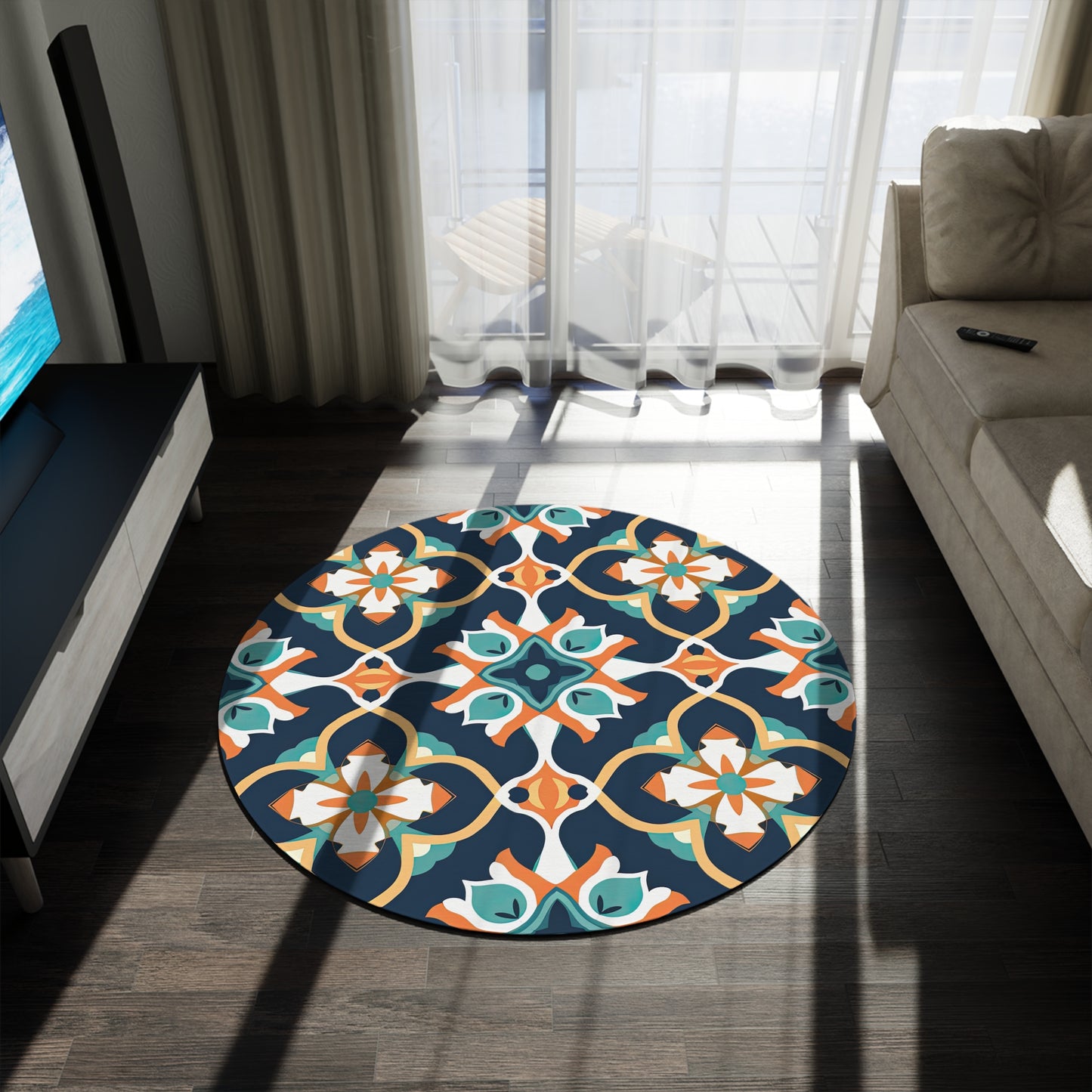 Saffron Souk Symphony .Round Rug