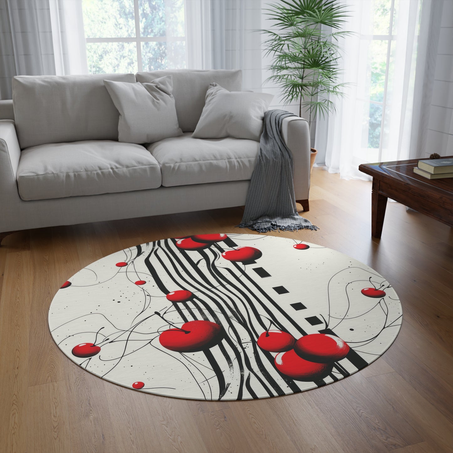 Cherry Dreamer. Bohemian Eye Round Rug - Colorful Floor Decor for Vibrant Spaces