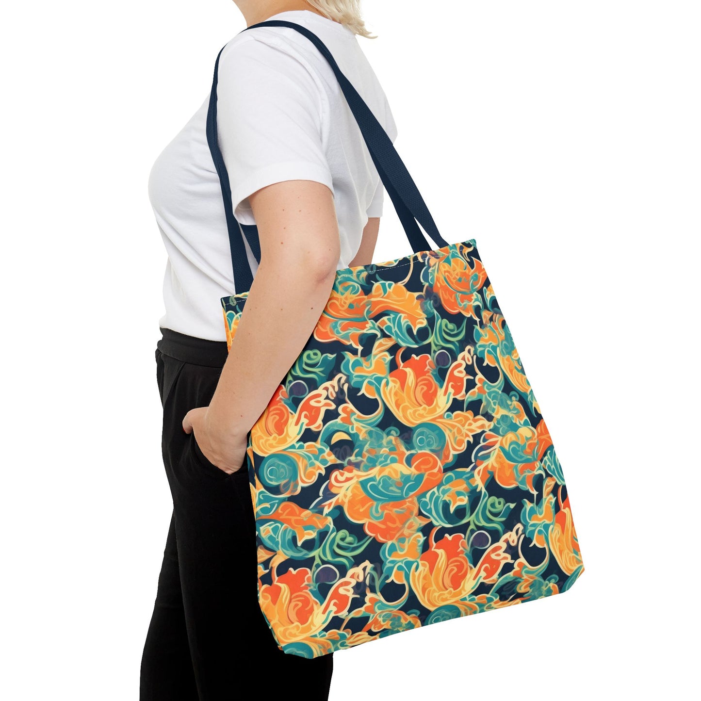 Tangerine Twilight Tapestry. Tote Bag for Everyday Use
