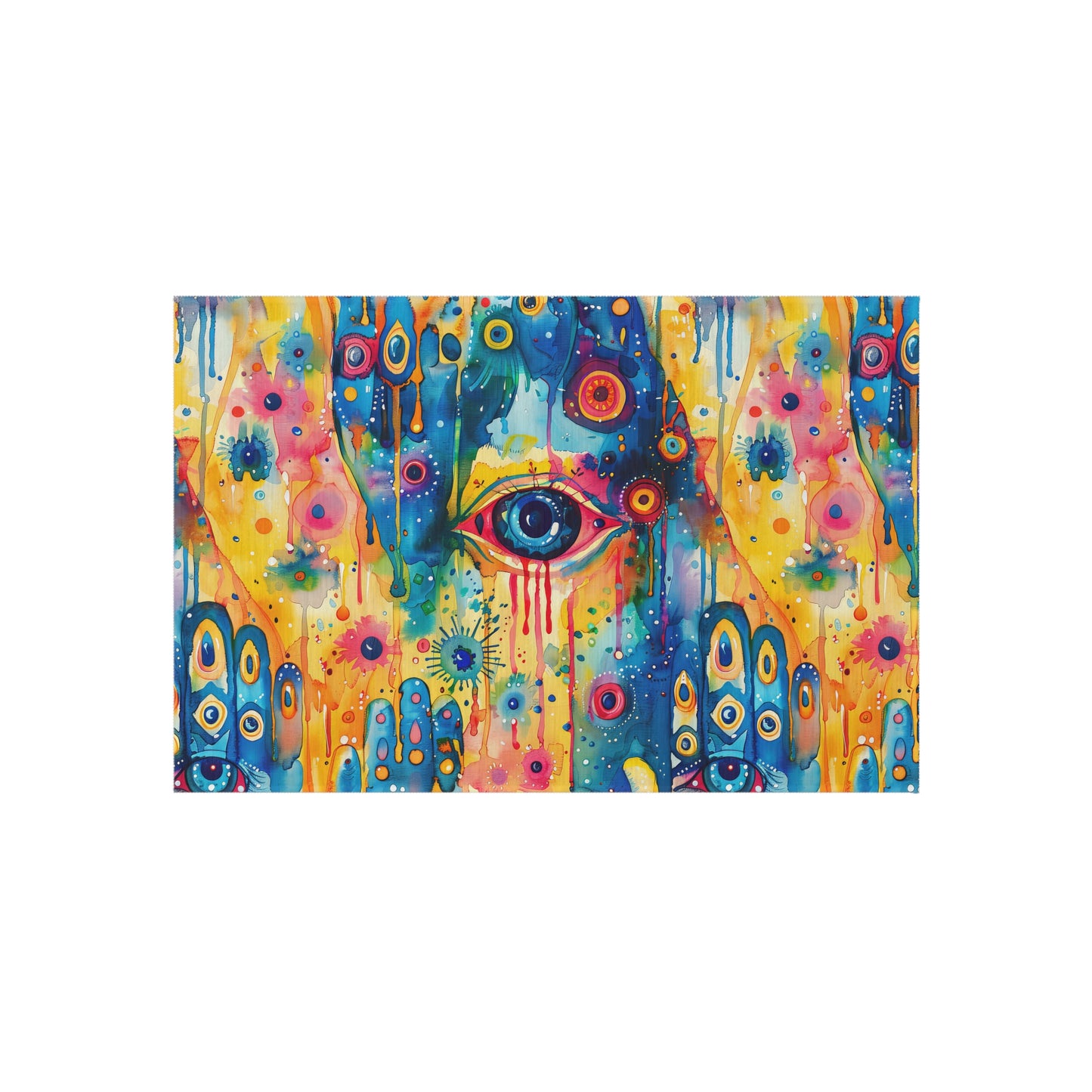 Aurora Talisman . Vibrant Eye Pattern Outdoor Rug – Colorful Bohemian Patio Decor