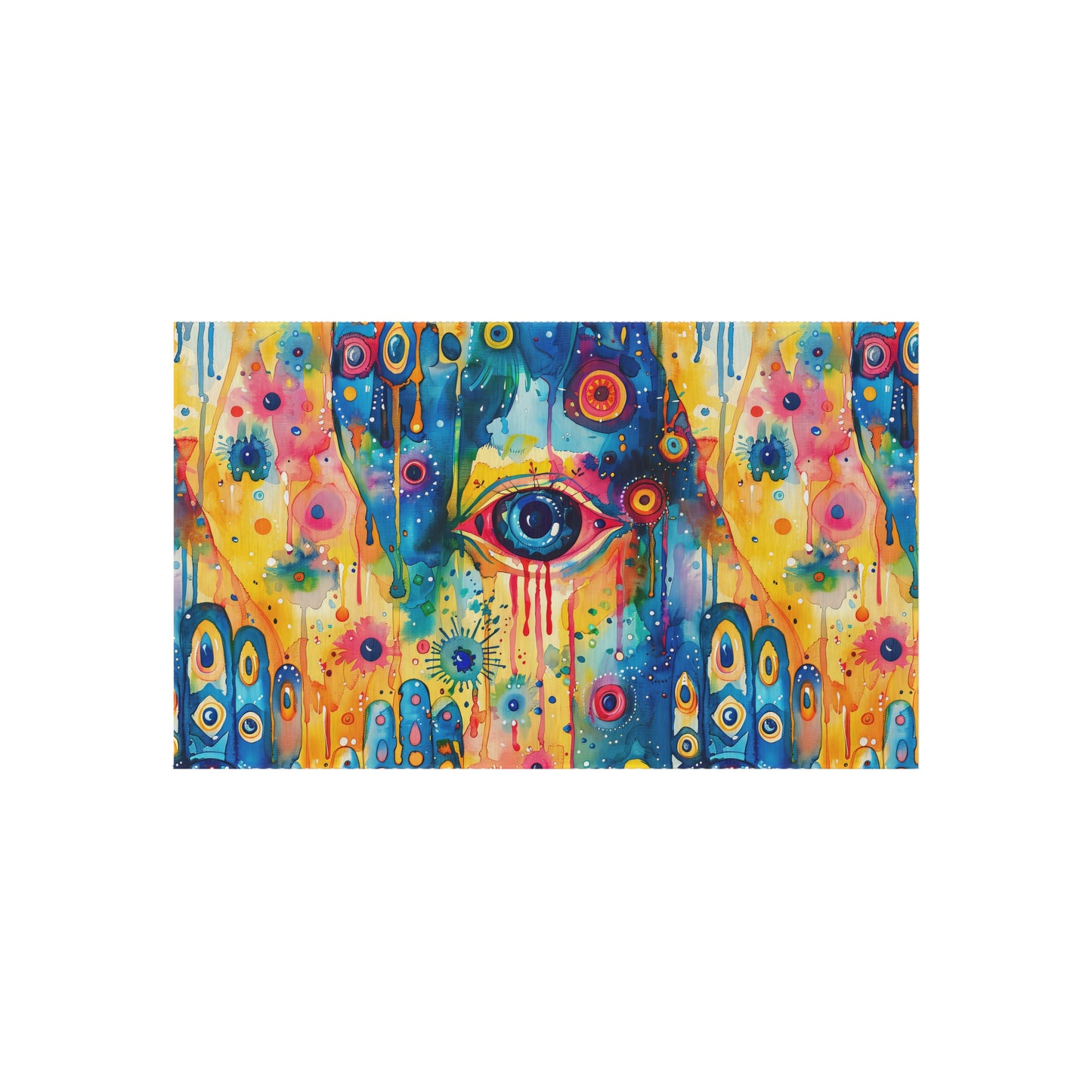 Aurora Talisman . Vibrant Eye Pattern Outdoor Rug – Colorful Bohemian Patio Decor