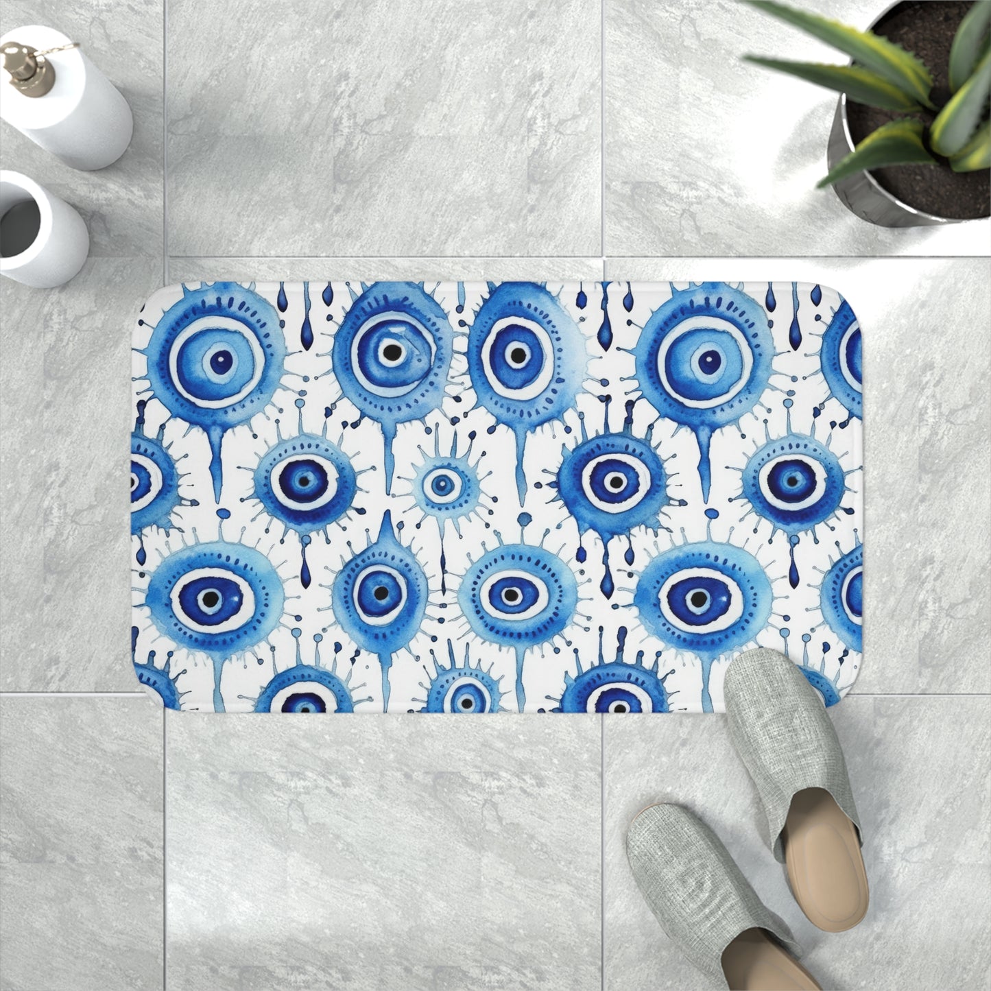 Evil Eye Cry. Memory Foam Bath Mat