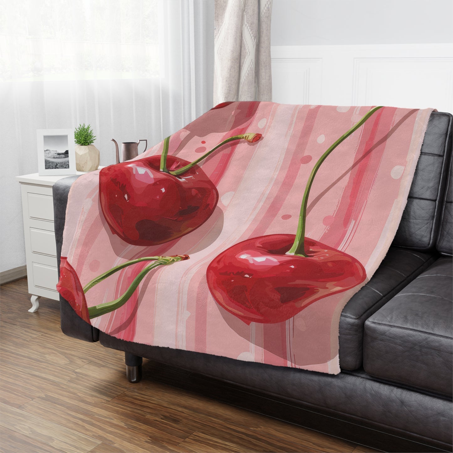 Sleek Cherry. Cozy Artistic Microfiber Blanket -