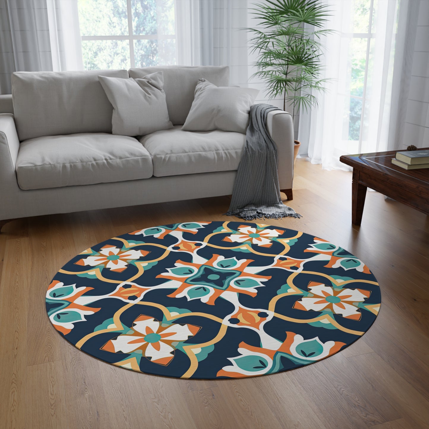 Saffron Souk Symphony .Round Rug