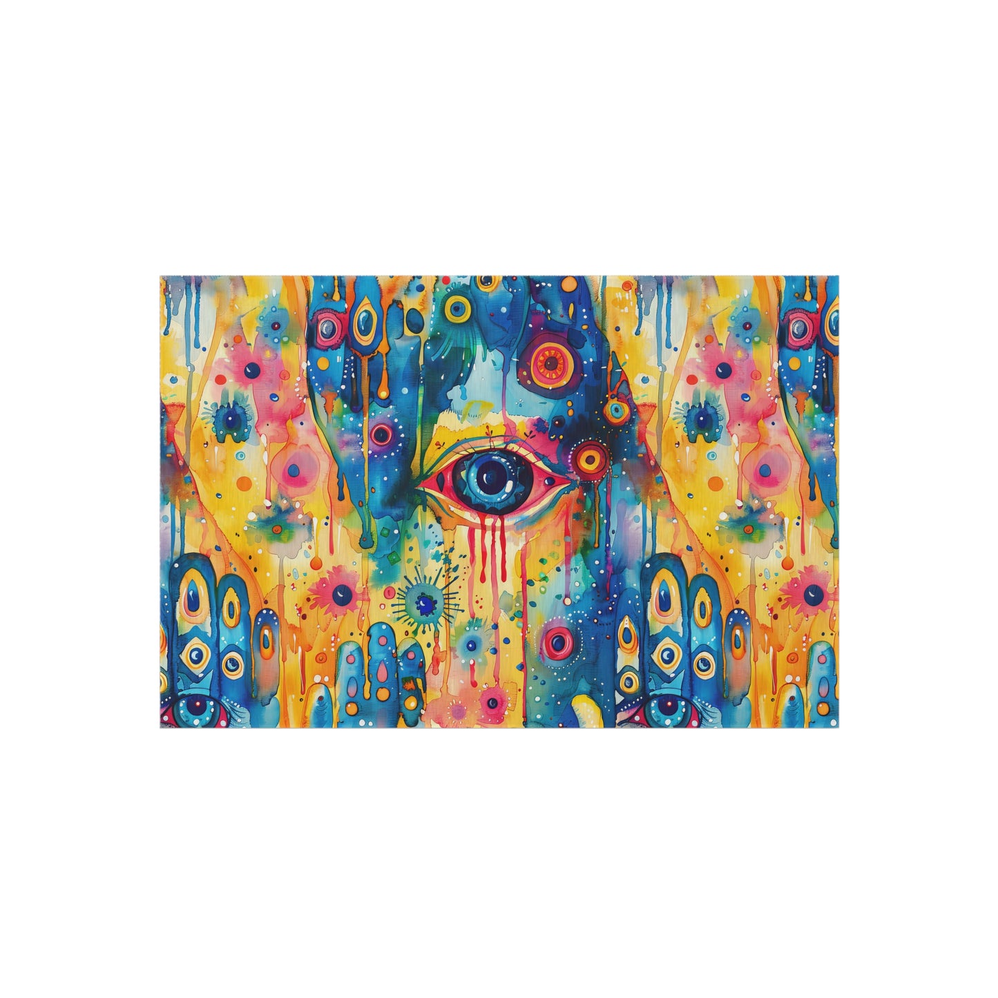 Aurora Talisman . Vibrant Eye Pattern Outdoor Rug – Colorful Bohemian Patio Decor