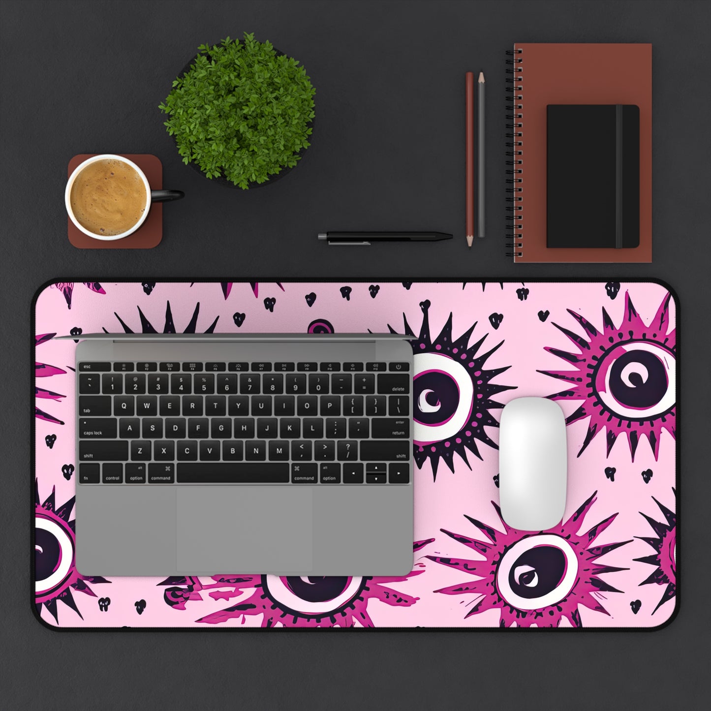 Evil Pink Eye. Desk Mat - Stylish Office Organizer