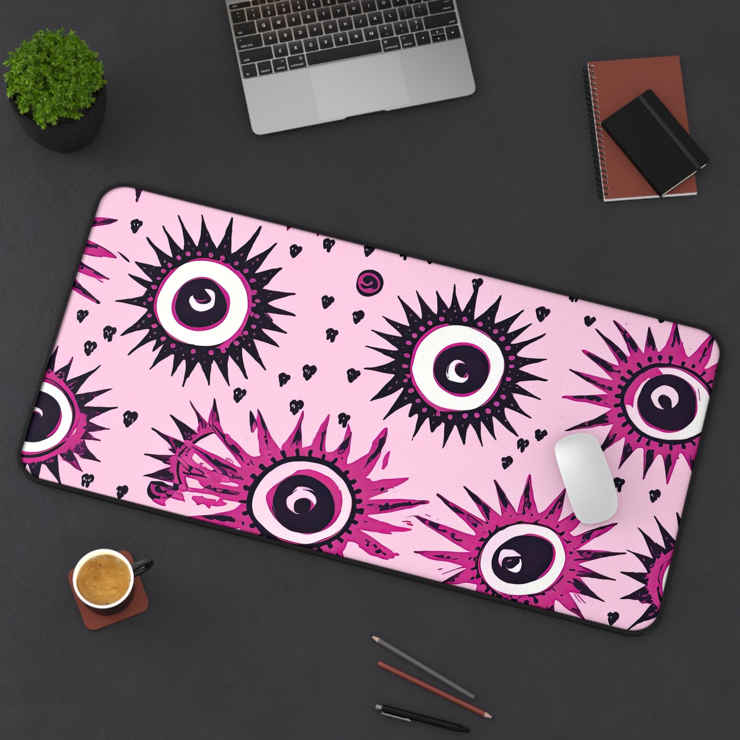 Evil Pink Eye. Desk Mat - Stylish Office Organizer