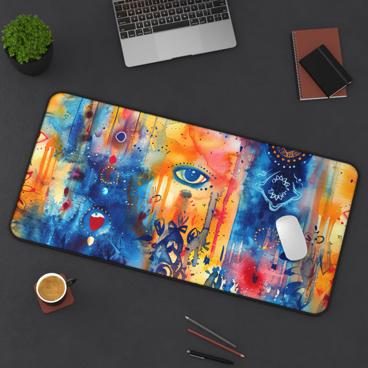 Rainbow Shield Hamsa. Desk Mat - Stylish Office Organizer