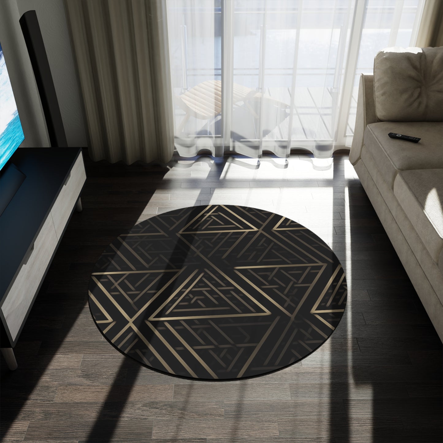 Valknut Forge. Bohemian Eye Round Rug - Colorful Floor Decor for Vibrant Spaces