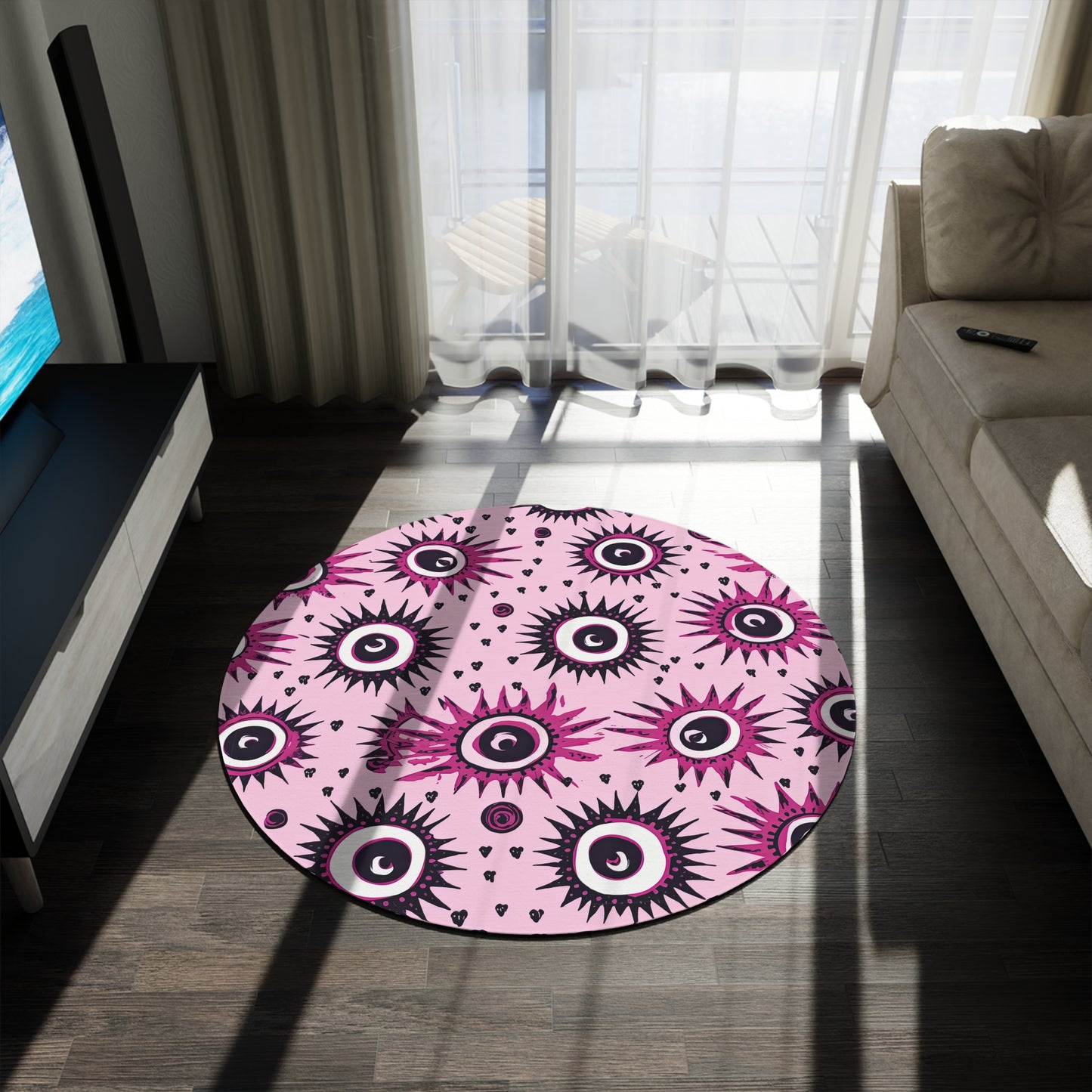 Evil Pink Eye. Round Rug