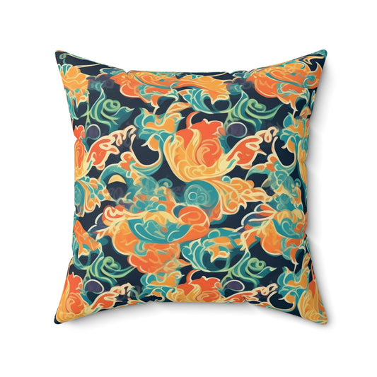 Tangerine Twilight Tapestry . Spun Polyester Square Pillow