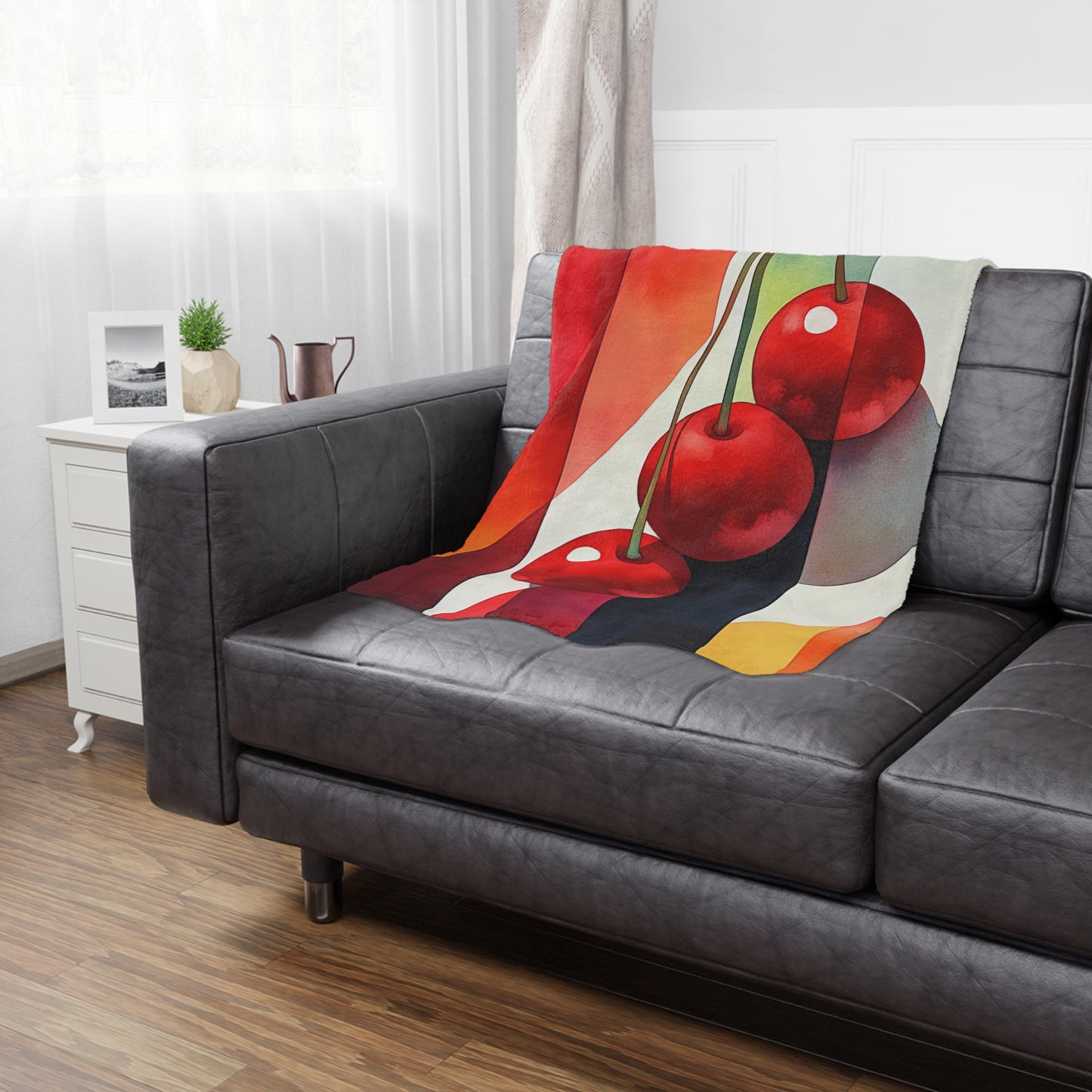 Cherry Charm. Cozy Artistic Microfiber Blanket -