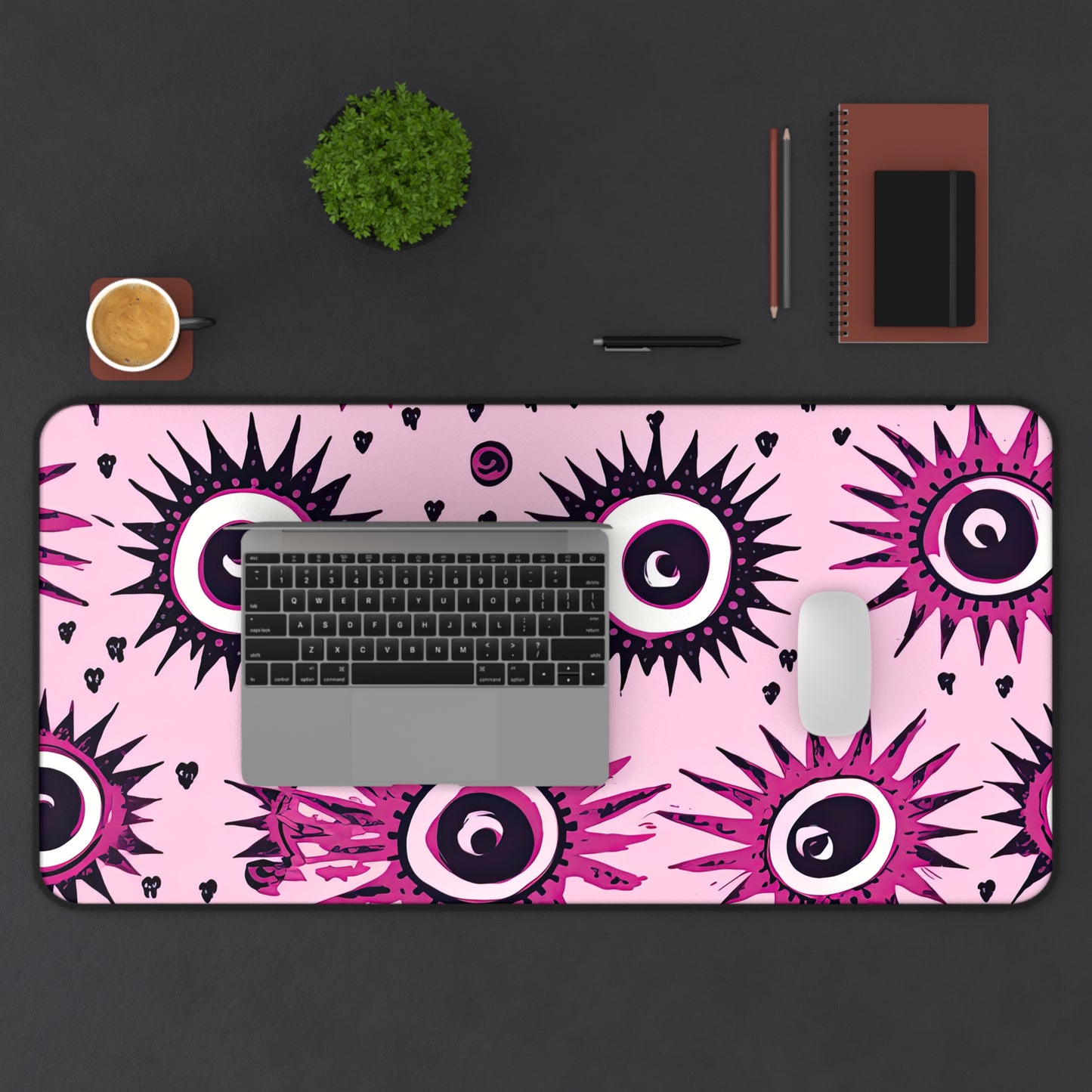 Evil Pink Eye. Desk Mat - Stylish Office Organizer
