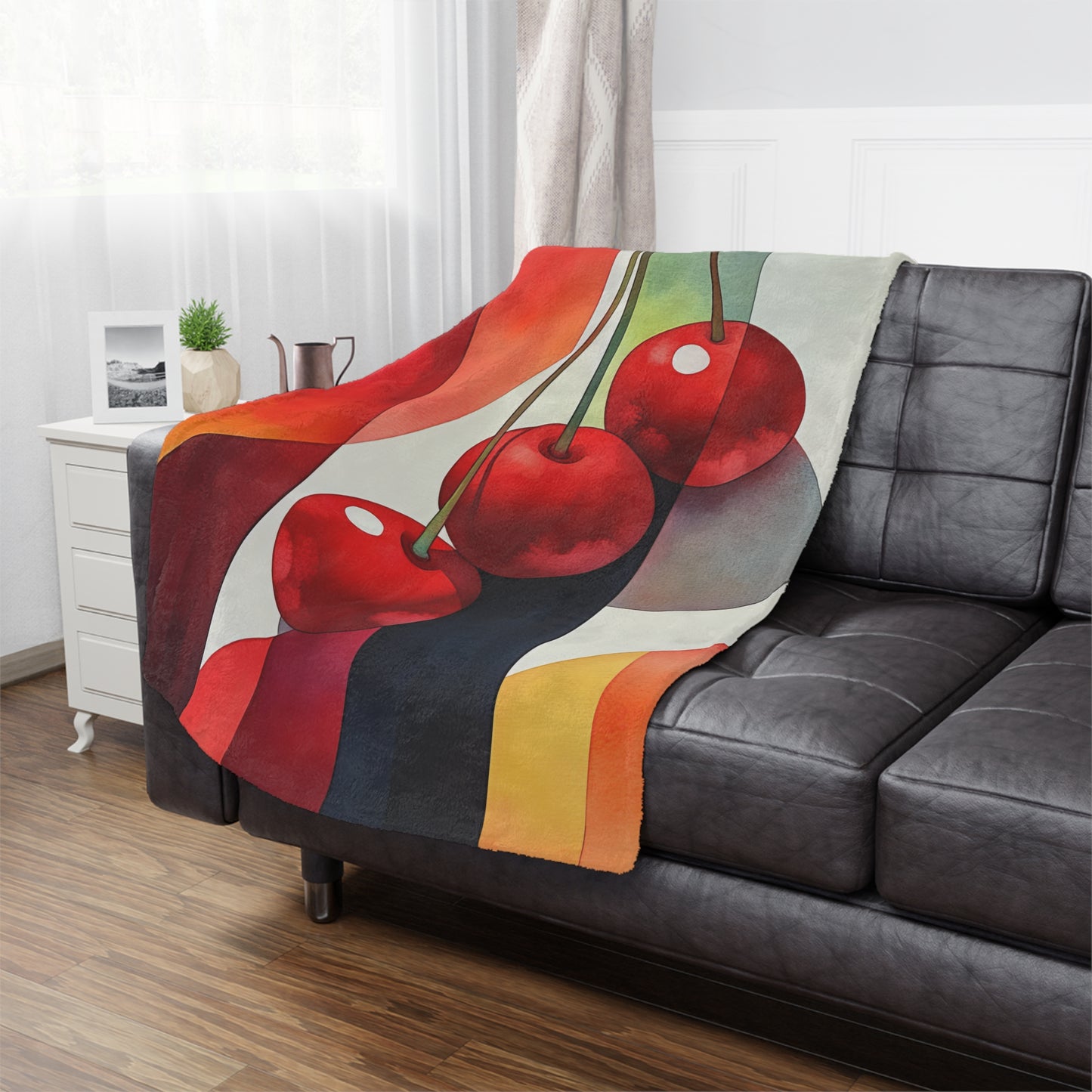 Cherry Charm. Cozy Artistic Microfiber Blanket -