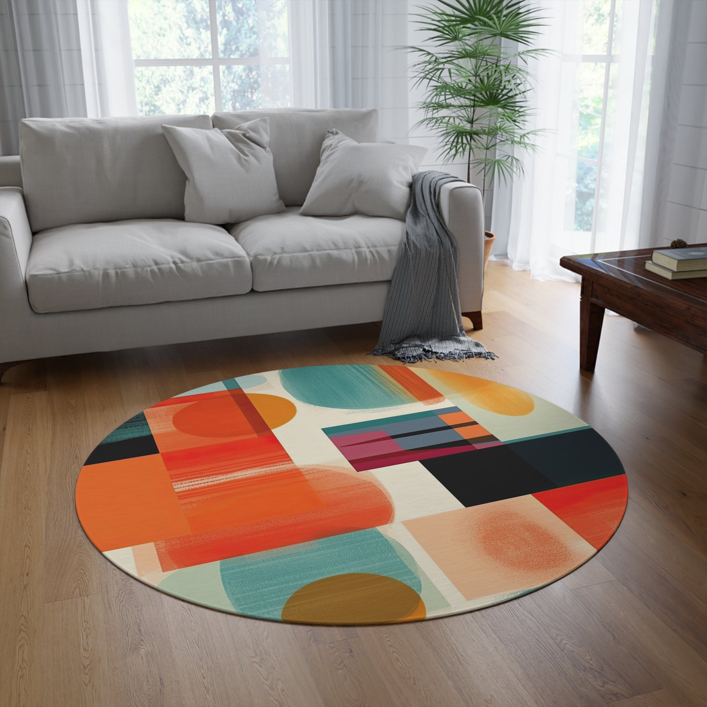 Solar Flare Serenade .Round Rug