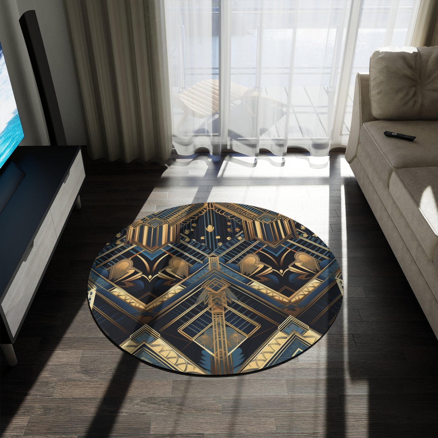 Deco Opu. Bohemian Eye Round Rug - Colorful Floor Decor for Vibrant Spaces