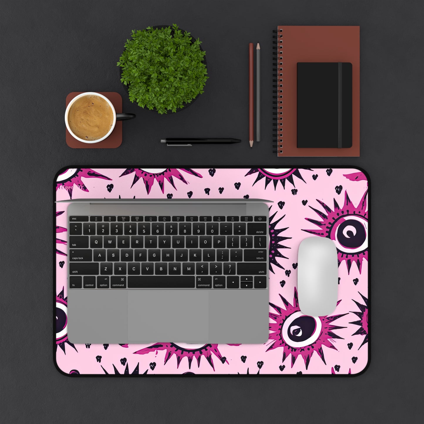 Evil Pink Eye. Desk Mat - Stylish Office Organizer