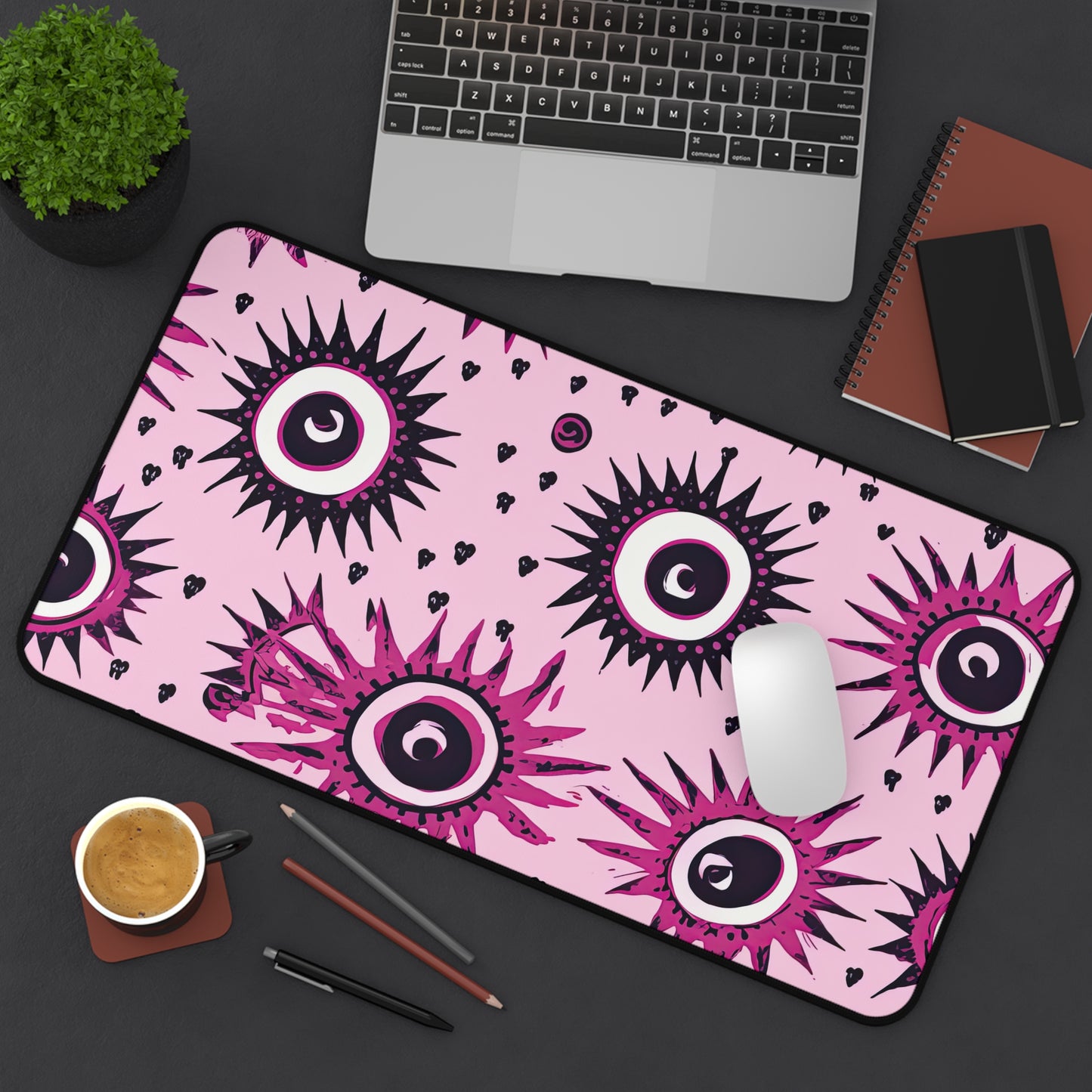 Evil Pink Eye. Desk Mat - Stylish Office Organizer