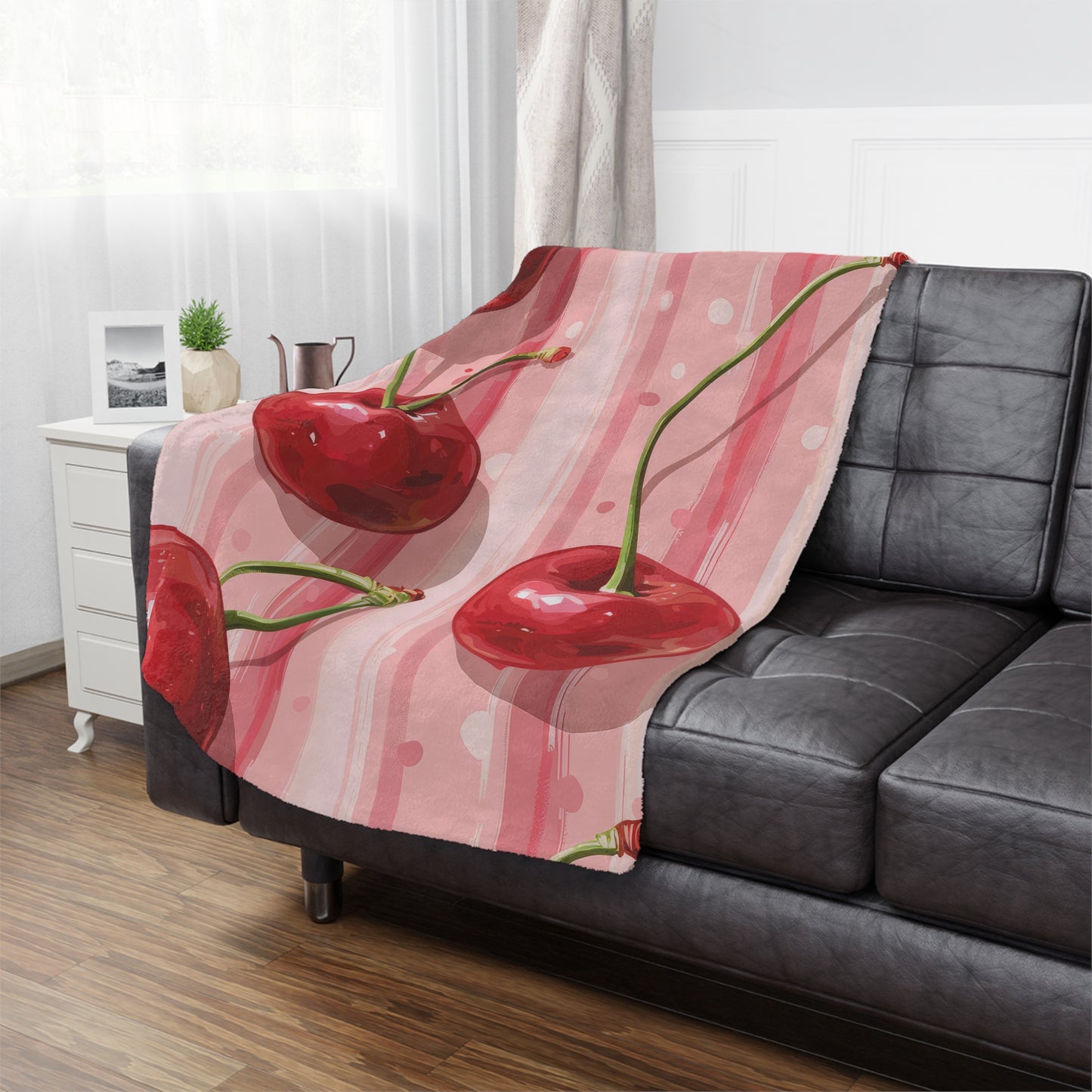 Sleek Cherry. Cozy Artistic Microfiber Blanket -