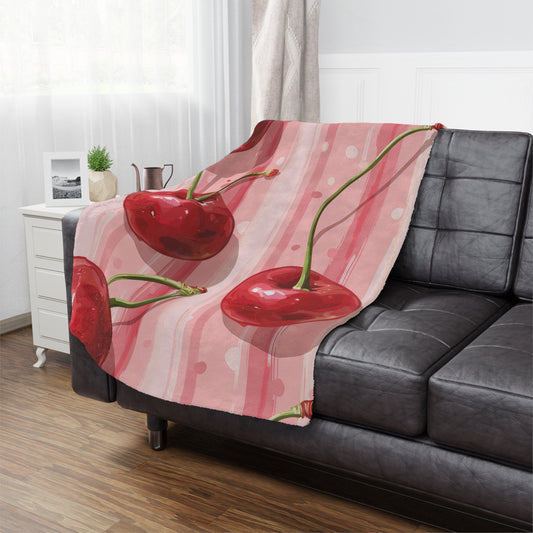 Sleek Cherry. Cozy Artistic Microfiber Blanket -