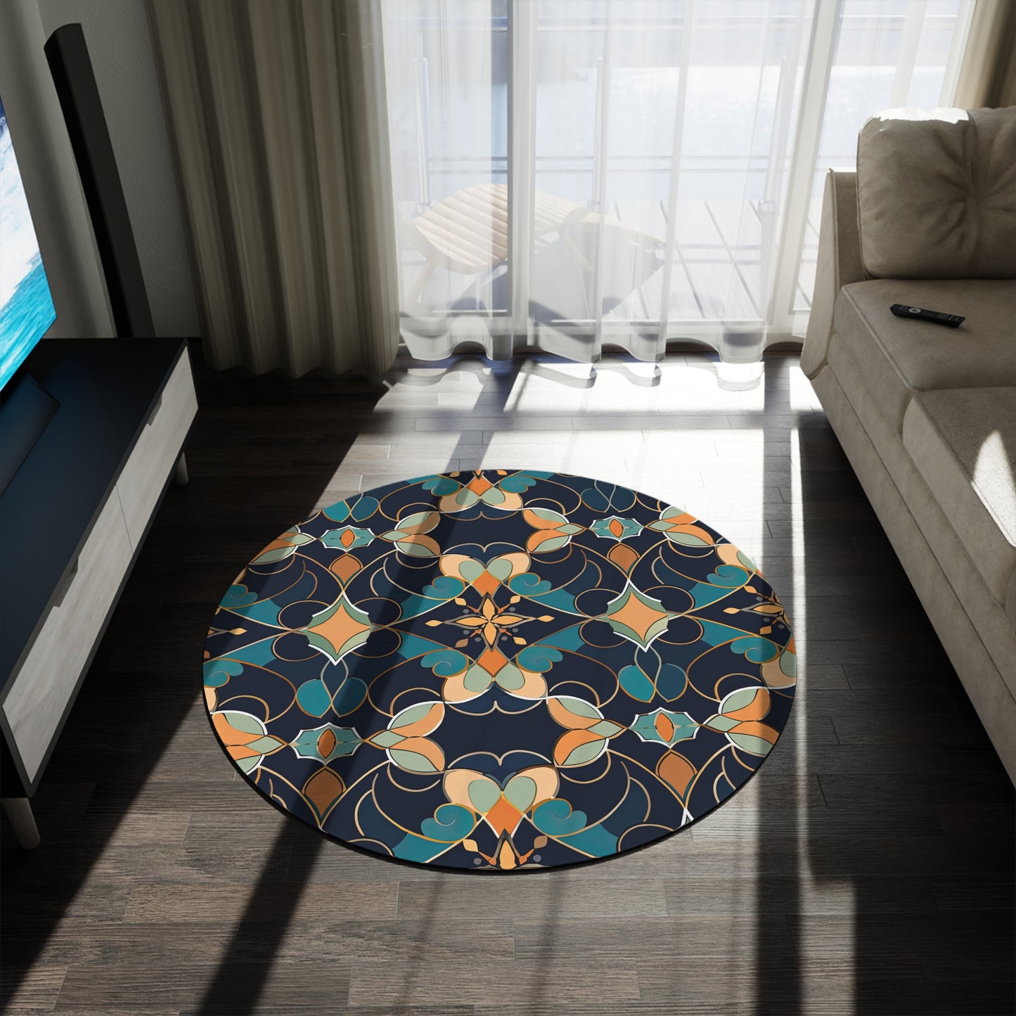 Moroccan Midnight. Round Rug