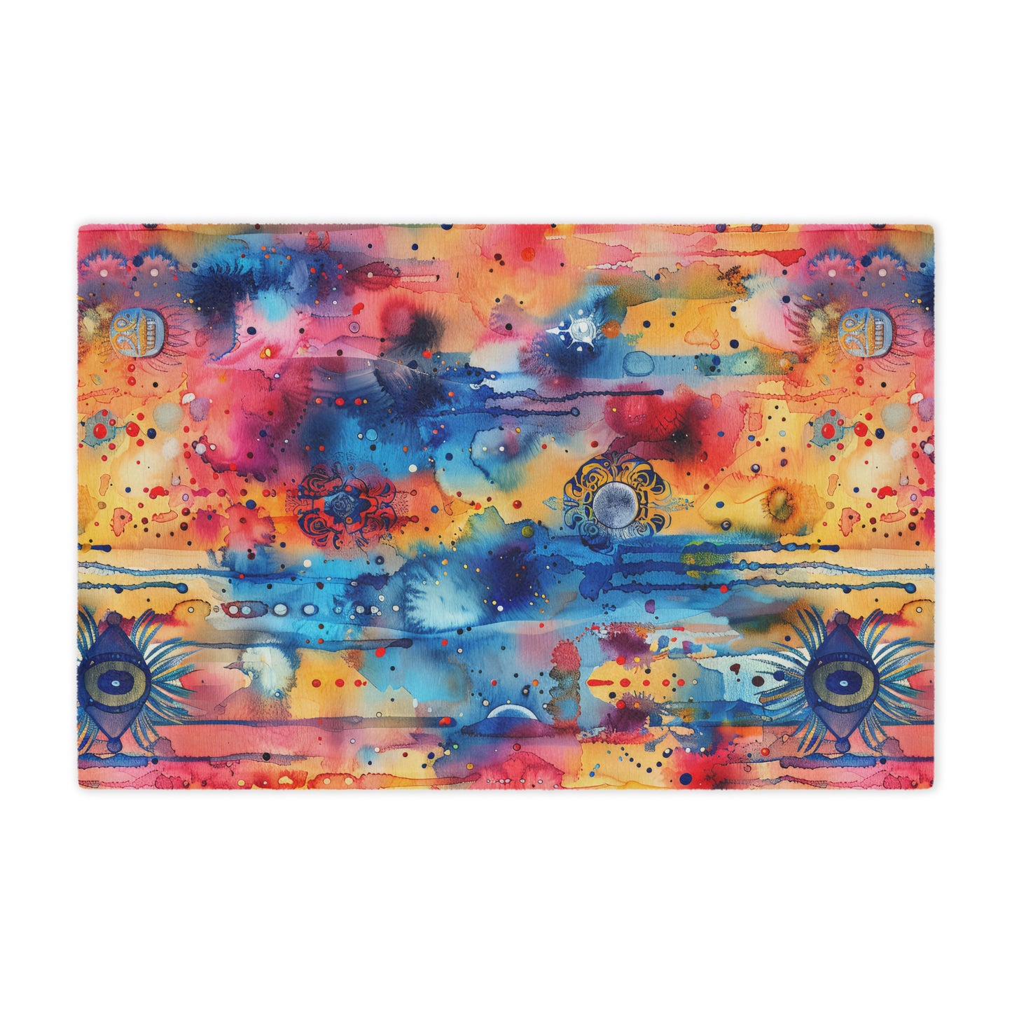 Hamsa bright Aura. Cozy Artistic Microfiber Blanket.