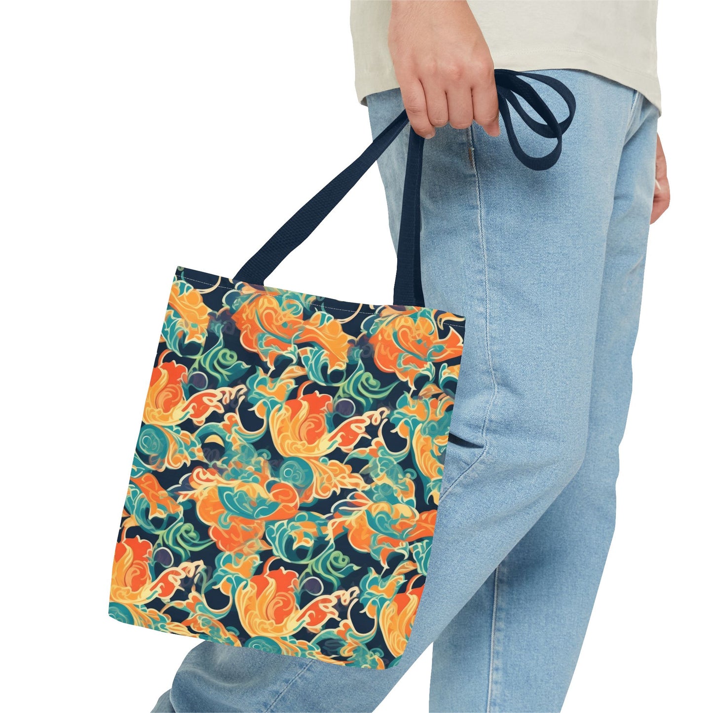 Tangerine Twilight Tapestry. Tote Bag for Everyday Use