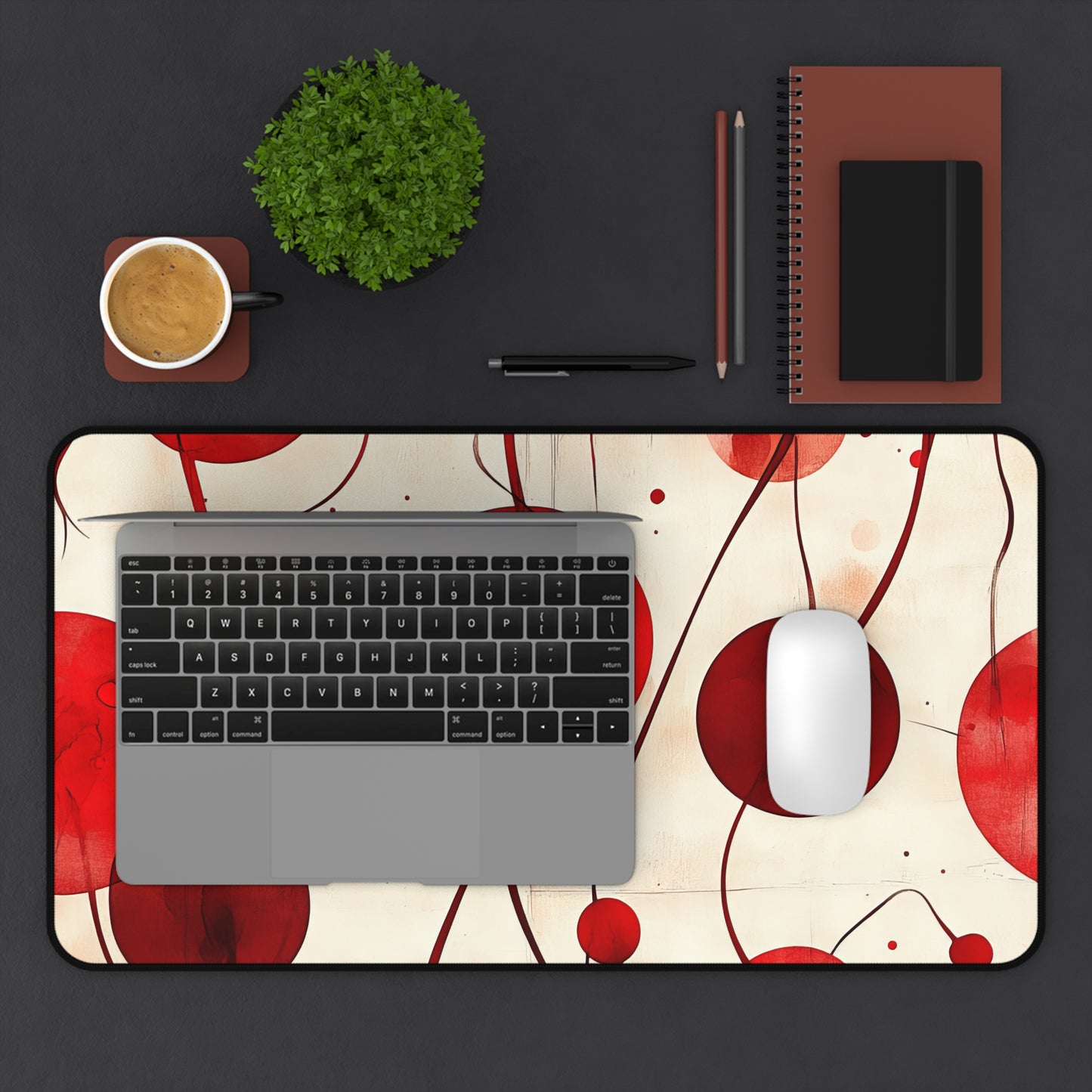 Vintage Cherry Desk Mat - Stylish Office Organizer