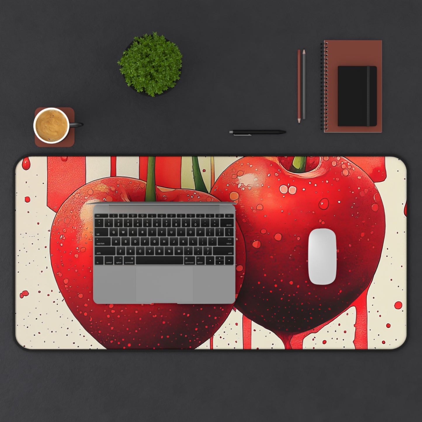 Cherry Drip Esence Desk Mat - Stylish Office Organizer