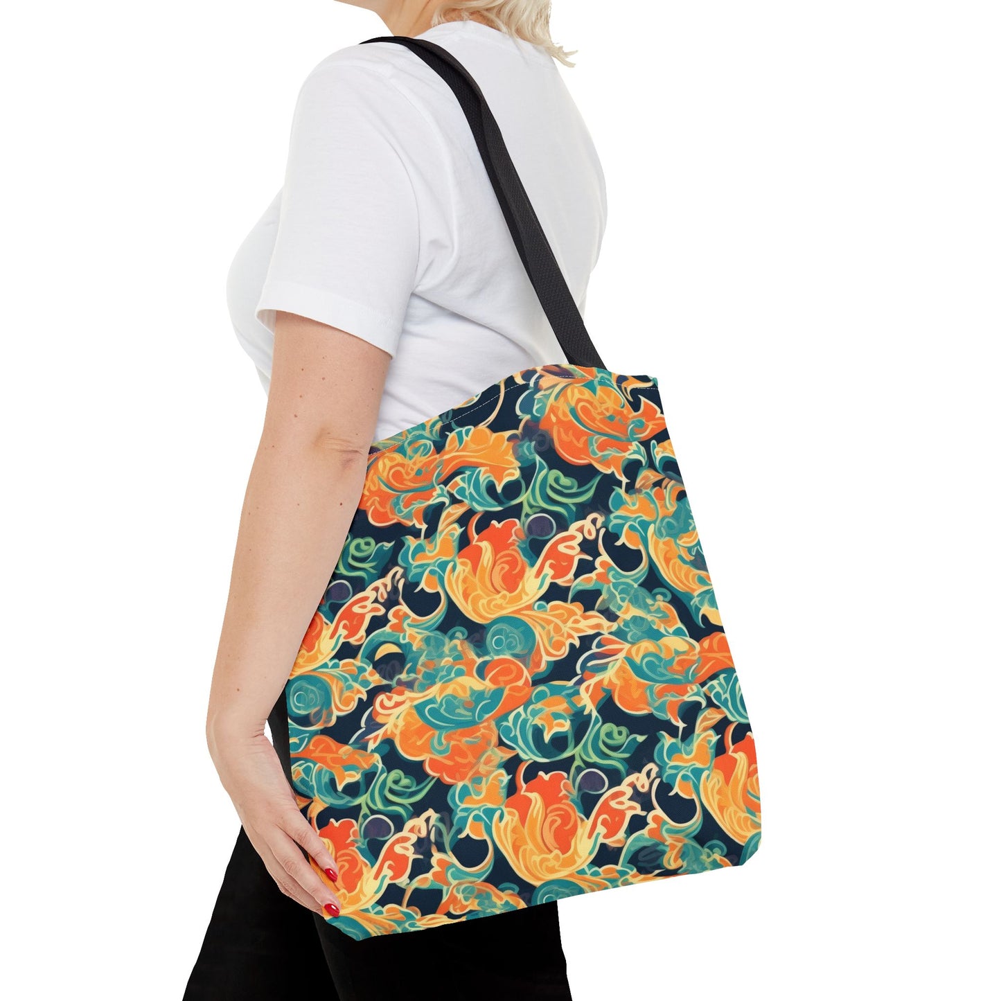 Tangerine Twilight Tapestry. Tote Bag for Everyday Use