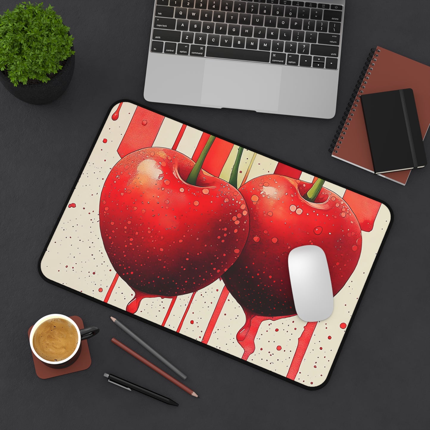 Cherry Drip Esence Desk Mat - Stylish Office Organizer