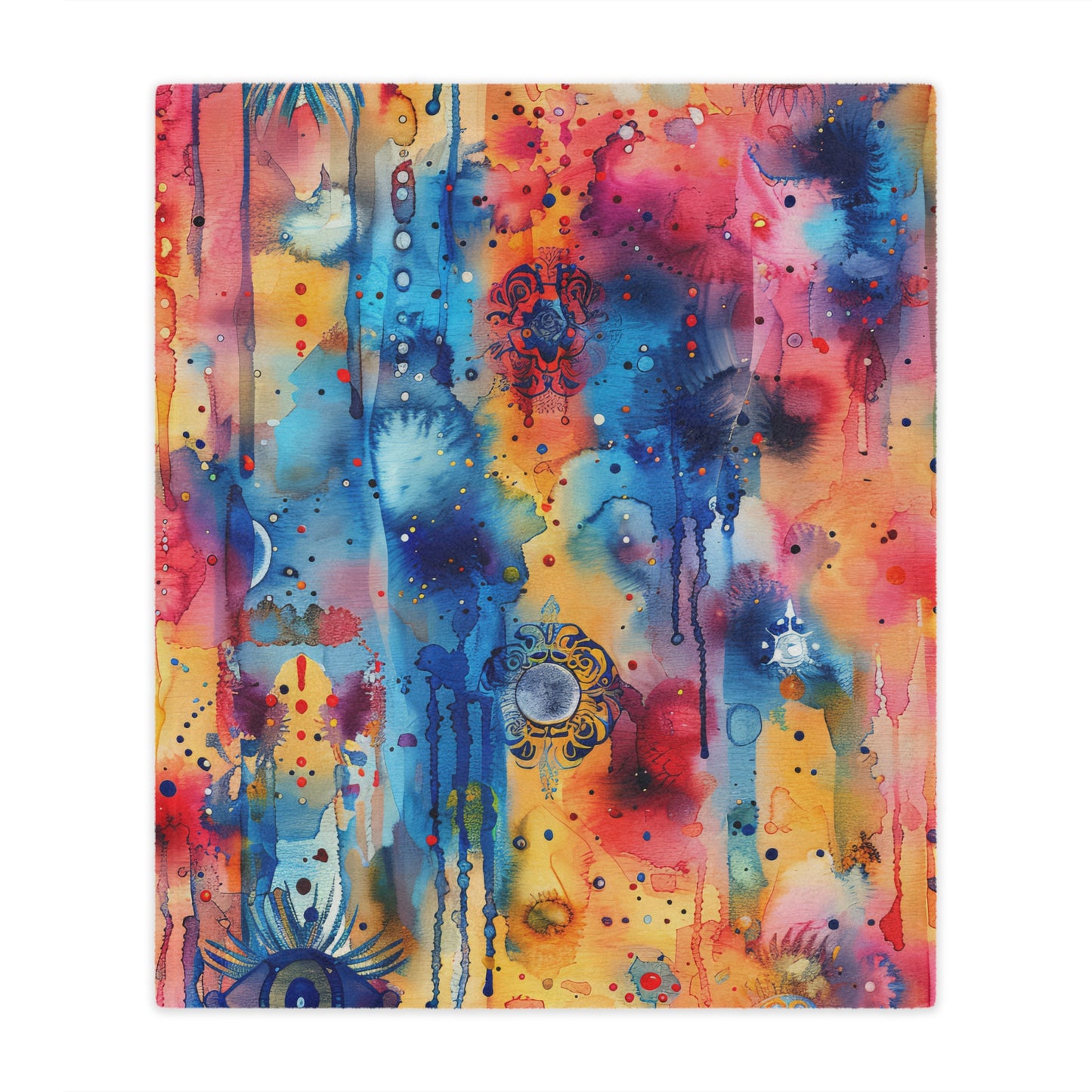 Hamsa bright Aura. Cozy Artistic Microfiber Blanket.