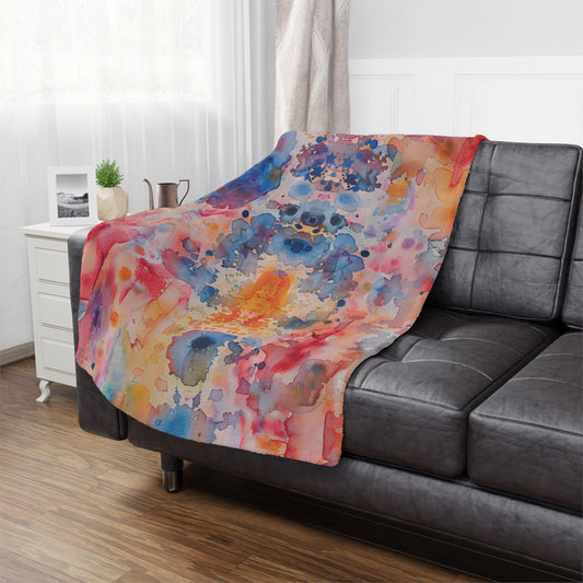 Hamsa Spectrum-topaz. Cozy Artistic Microfiber Blanket.